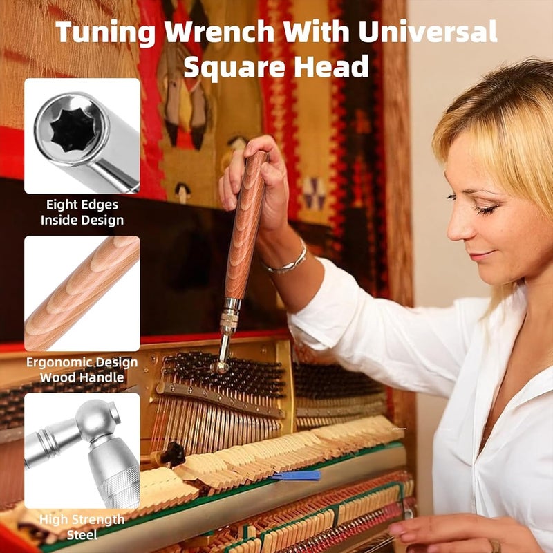 MELHA Piano Tuning Kit with Case, 26 PCS Piano Tuner Wrench Hammer Rubber Mutes Set Tuning Lever Tools for Beginner - Image 4